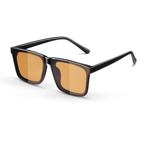 Amazon.com: Oversize Classic Cool Vintage Brown Tint Square  Men\'s Classic Black Square Frame Brown Lens Sunglasses